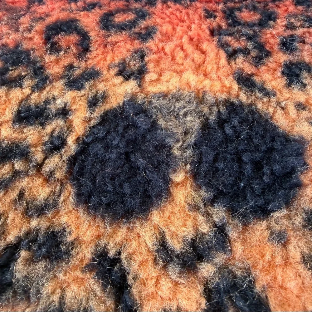 VTG Crown Crafts Dinarsu Wild Cats Fuzzy Plush Blanket Orange Black 60x76 HTF
